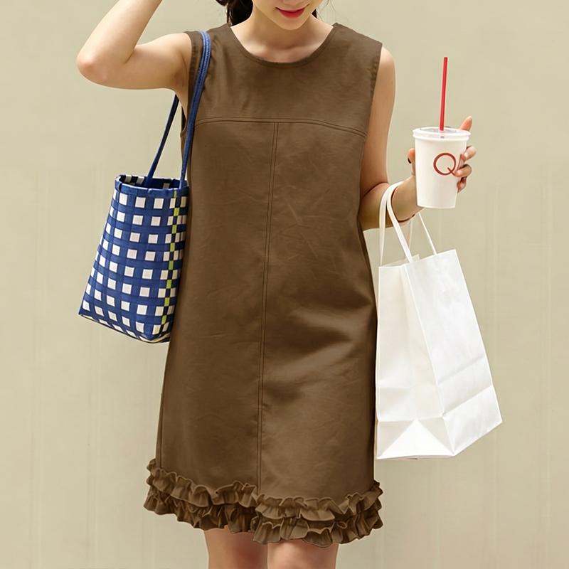 ZANZEA Women Casual Round Neck Solid Color Sleeveless Dress S