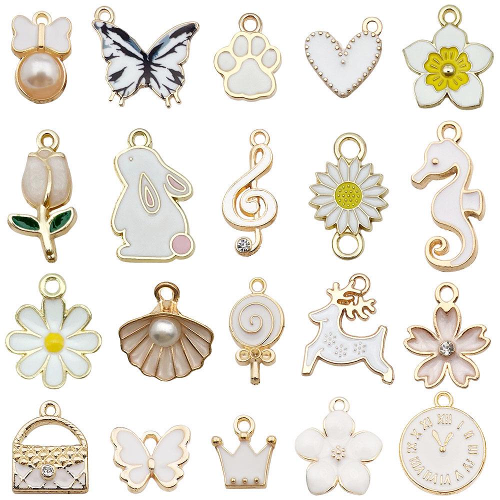 Mixed Color Cartoon Enamel Alloy Pendants for DIY Bracelets & Keychains