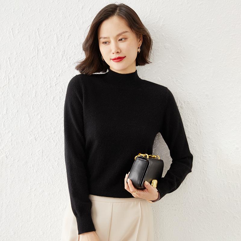 JKASHDK Moda damă ocazional imprimeu culoare solidă toamnă iarnă cu mânecă lungă cu jumătate de gât tricotat pulovere largi