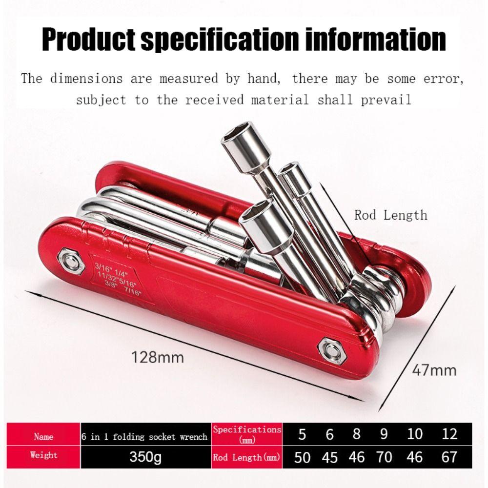 Metric or Imperial 6 in 1 Socket Wrench Portable Folding Nut Driver Set  Mechanics