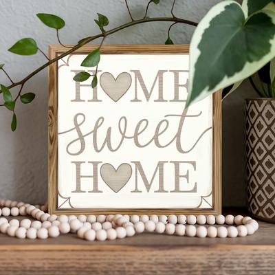 1 Piece of Country Retro Wooden Home Sweet Home Logo, 7.87 Inch Wooden Framed Home Wall Decoration, Very Suitable for Bathroom
