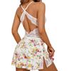 Sexy Floral Lace Open Back Nightgown Pajamas