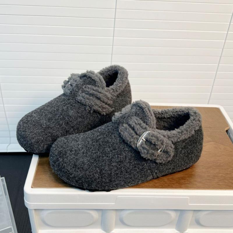 Retro velvet warm women's winter one-footed flat-soled inner height-increasing shoes, Doudou cotton shoes