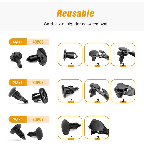 GOOACC GRC-18 100 Stück 7mm 8mm 10mm Nylon-Druckspreiznieten Ersatzkit, Stoßfängerbefestigung Nietenclips GM 21030249 Ford N807389S