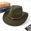 Tibetan top hat retro ethnic style metal feather western cowboy hat men's jazz hat women's felt hat