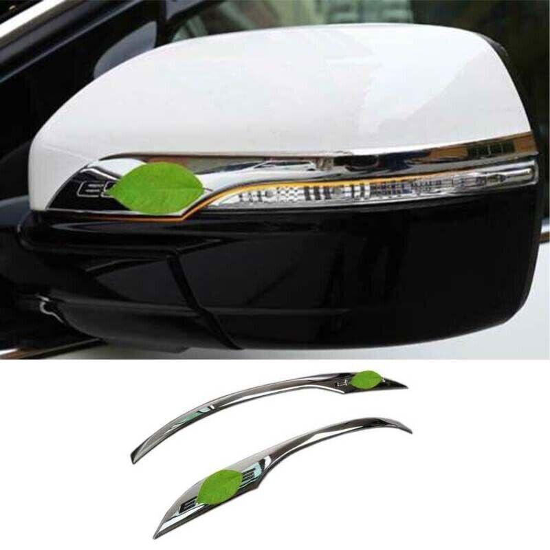 2PCS Strip Trim Chrome Steel Rearview Mirror Decor Fit For Ford Edge 2015-