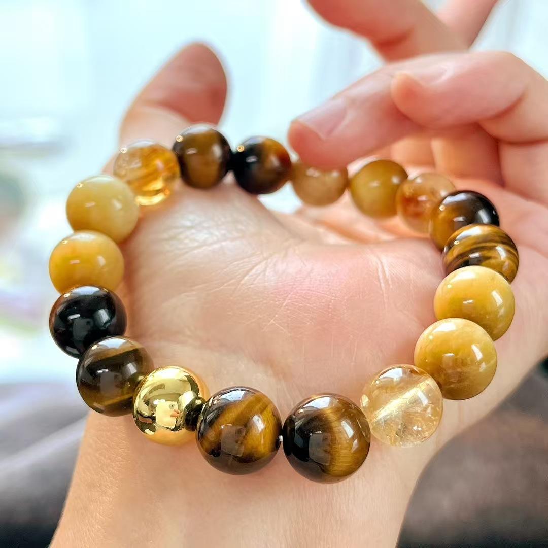 High Quality Autumn And Winter Retro Maillard Style Natural Gold Tiger S Eye Stone Bracelet Bracelet.