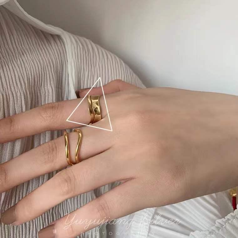 Korean Croissant Open Pig Nose Adjustable Double-Layer Ring for Women