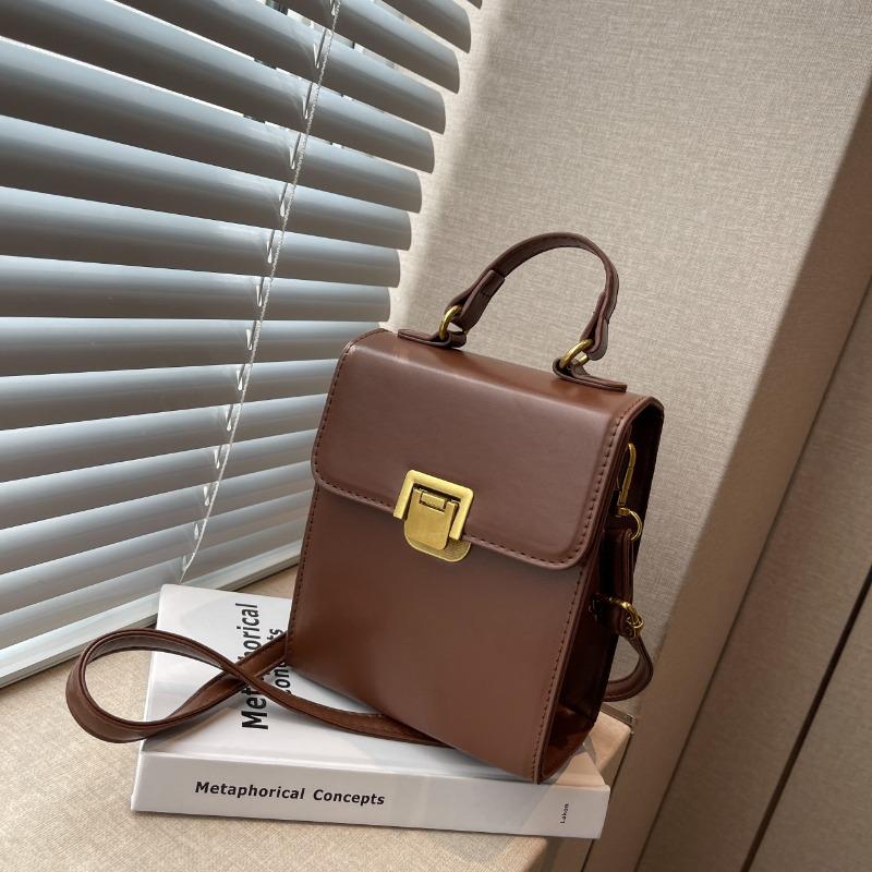 

Маленькая сумка высокого класса женская новая портативная трендовая на одно плечо через плечо вертикальная простая подмышечная сумка маленькая квадратная сумка коричневый