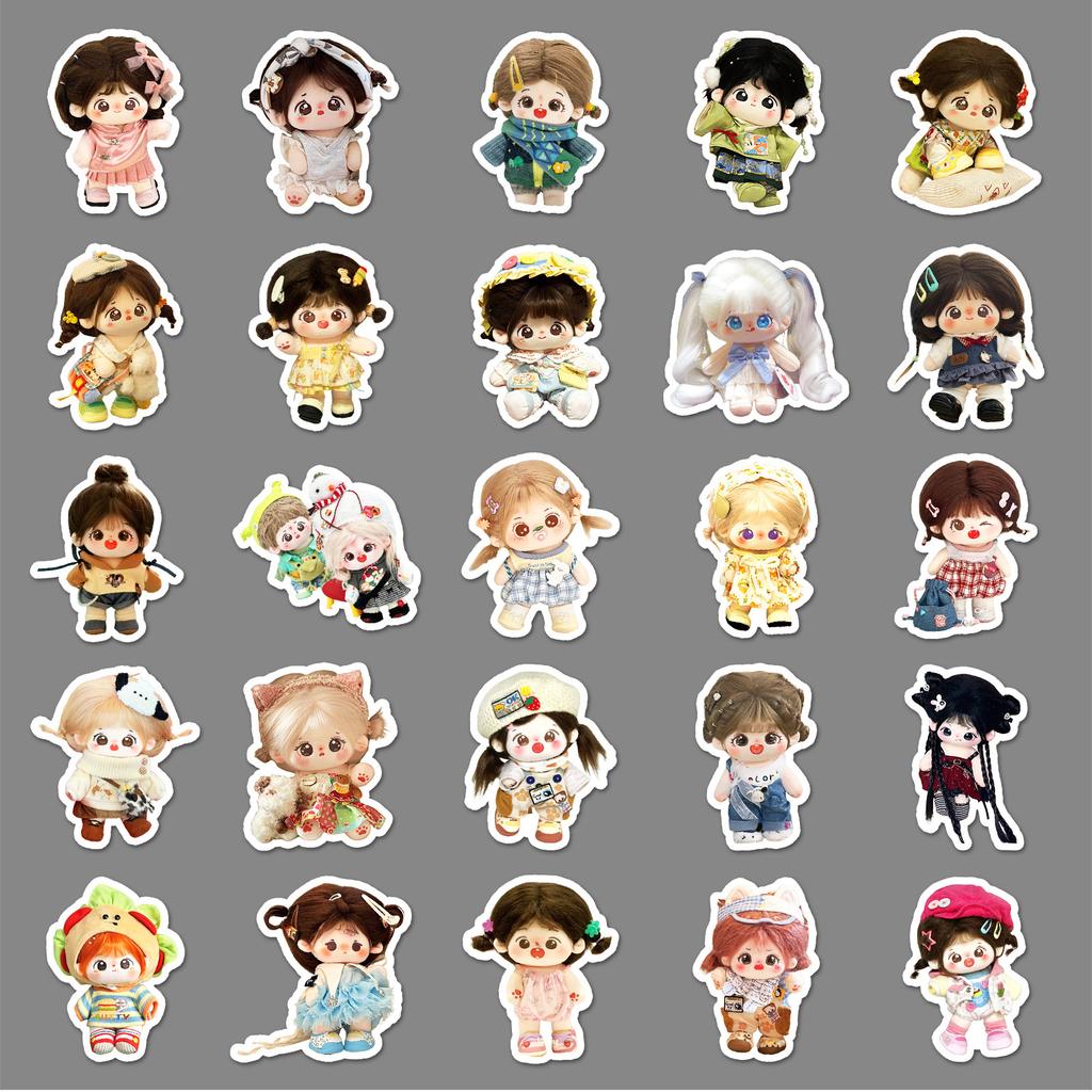 50 Cotton Doll Graffiti Stickers Cartoon Cute Doll Decorative Mobile Phone Case Water Cup Creative Stickers