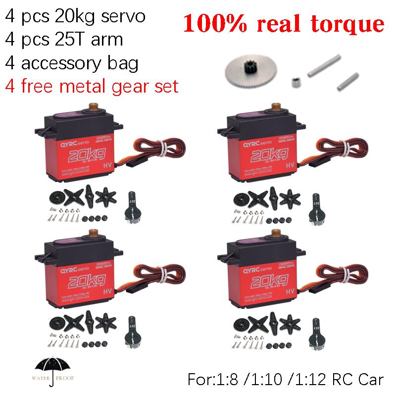 4Pcs Waterproof 20kg 25kg 30kg 35kg 40kg digital servo metal gear 180° high speed 25T arm for 1/8 1/10 RC baja crawler Cars boat
