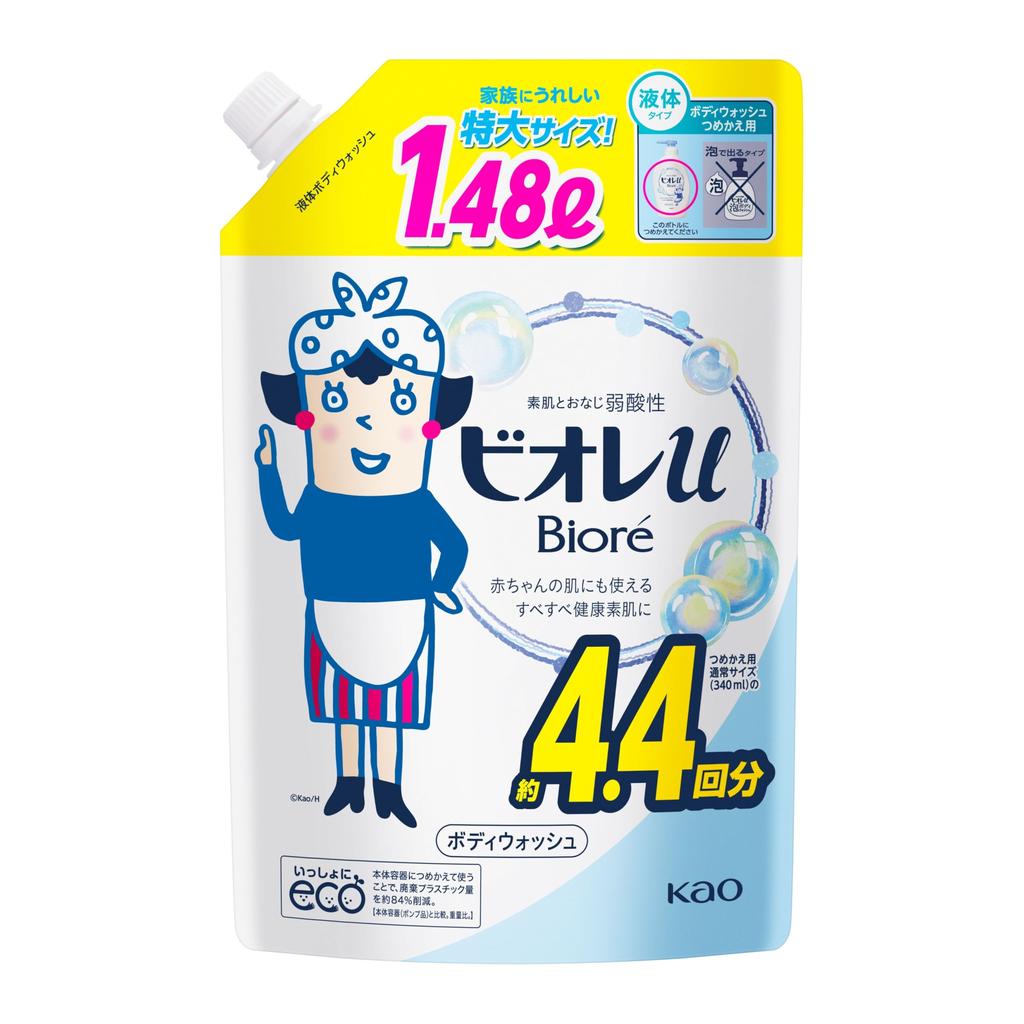 Biore U Body Soap Refill Mildly Suitable for Baby Skin Large Capacity Body Wash (4.4 Uses, 1.48 Liters) - Acidic, -