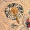 Summer With Cheongsam Portable Hand-Shaking Bamboo Fan Chinese Style Hanfu  Chinese Style Ink Silk Folding Fan Ancient Fan