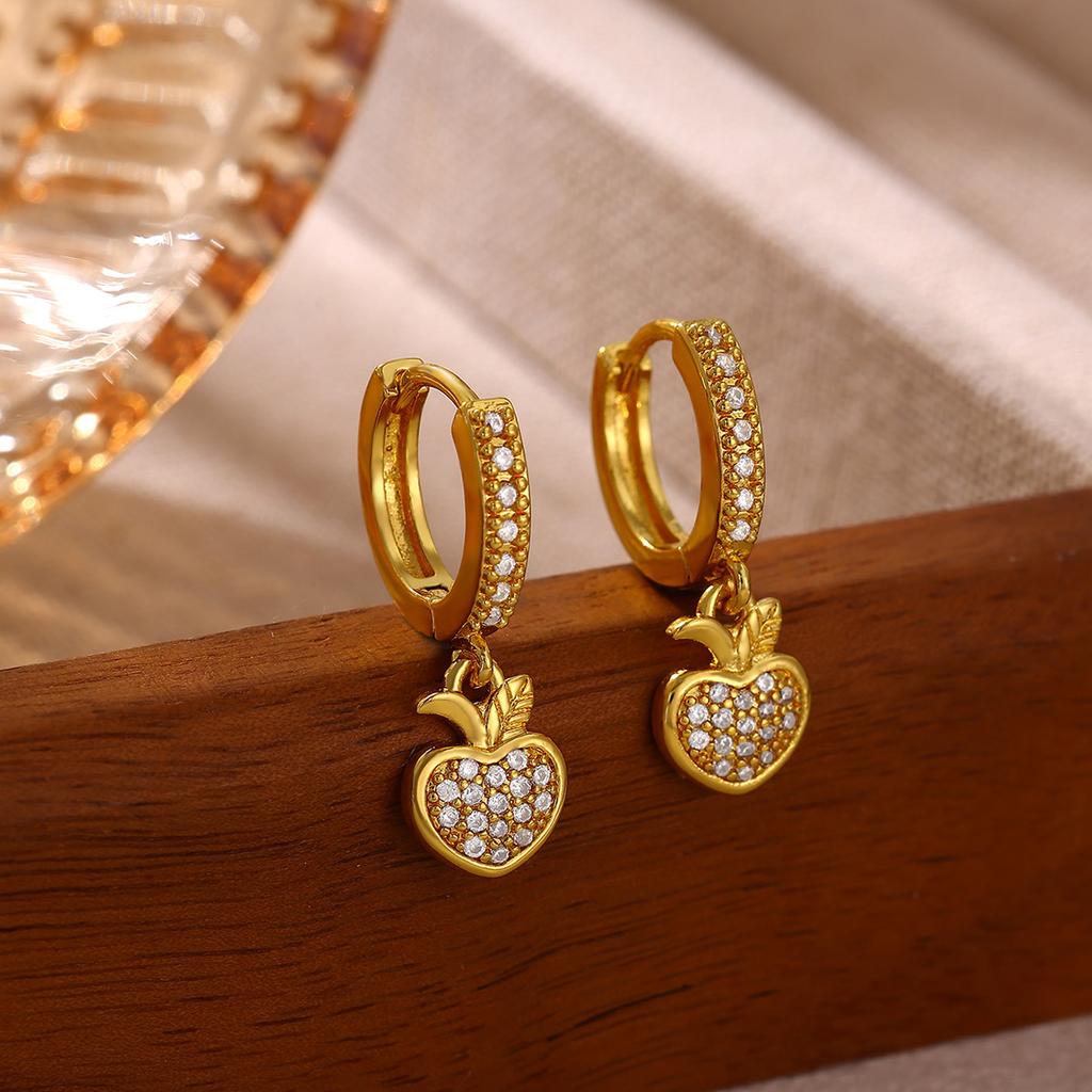 2026 Vintage Gold Color Hoop Earrings For Women Elegant CZ Heart Star Flower Pendant Hanging Ear Piercing Romantic Jewelry Gift