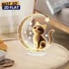 Charming Cat Acrylic Desktop Ornament 1pcs 2D Flat Cat Home Office Decoration No Power Supply Required