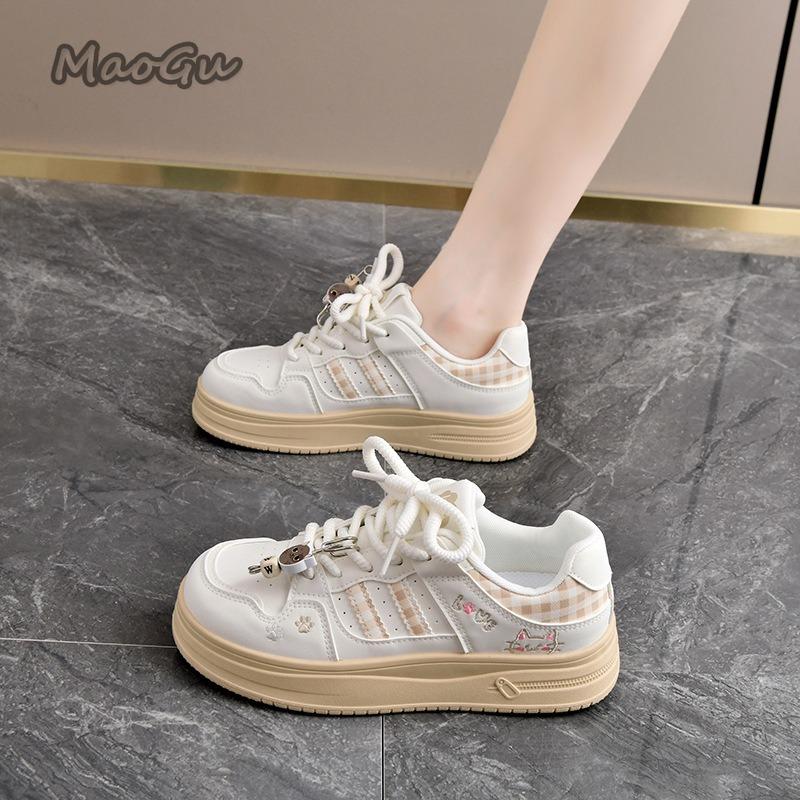 Fashion Thick Sole Women's Vulcanize Shoes Cute Cat's Paw Flat Lace Up Sneakers Korea Style Chic Ladies Casual Shoes School Walking