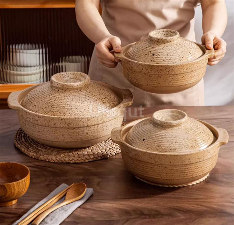 hot pot casserole Japanese pan rice small Ceramic tile old high temperature dry stew deep soup pot cookware clay cooking pot