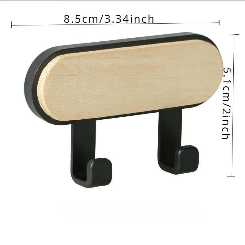 Wooden Wall Hooks Multifunctional Nail Free Self Adhesive Hook Door Wall Hangers Key Storage Hook Multi Racks Wall Hanger