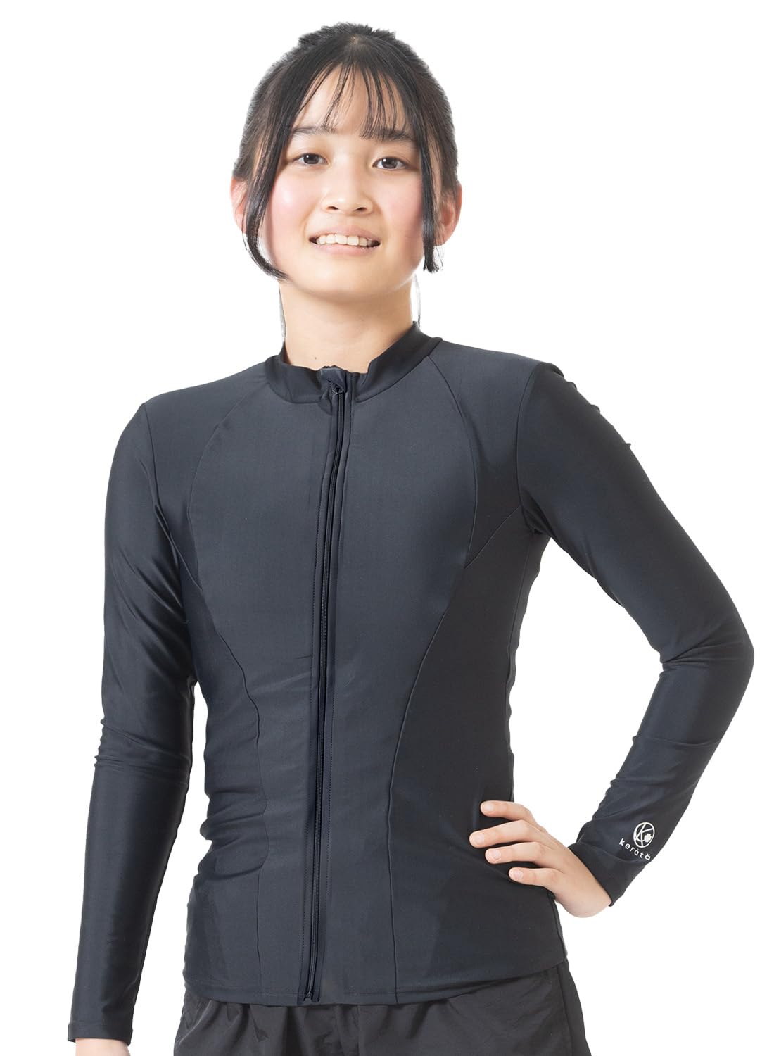 

Купальник школьный Keratta для мальчиков и девочек (Рашгард, Размер M, Черный)