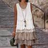 2024 Women Sleeveless Lace Patchwork Dress Q332 International Fashion