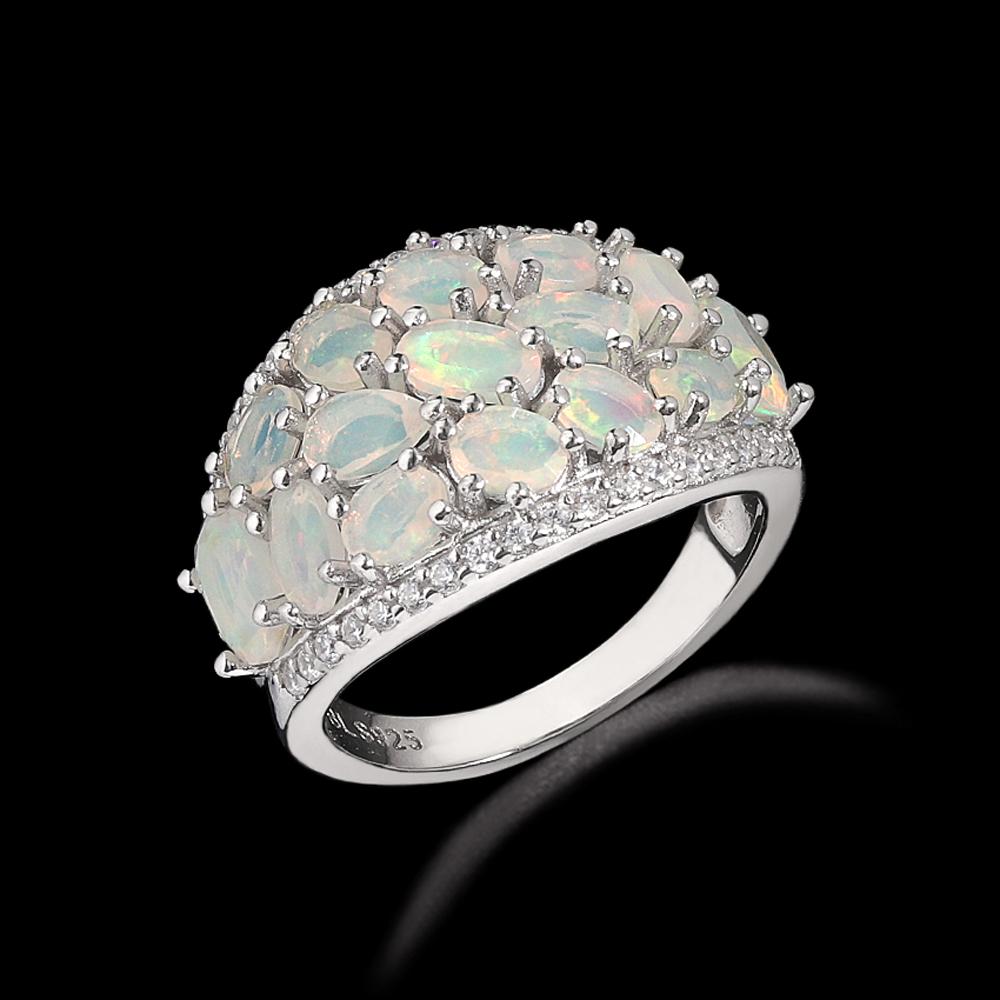 Elegant Natural big Opal Ring for Women Girls October Birthstone Colorful 925 sterling Silver Jewelry Light Luxury Gift