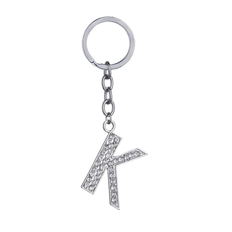 Fashion Charm 26 English Letters A-Z Alphabet Keychains Car Bag Crystal Rhinestones Alloy Name Key Chains Jewelry