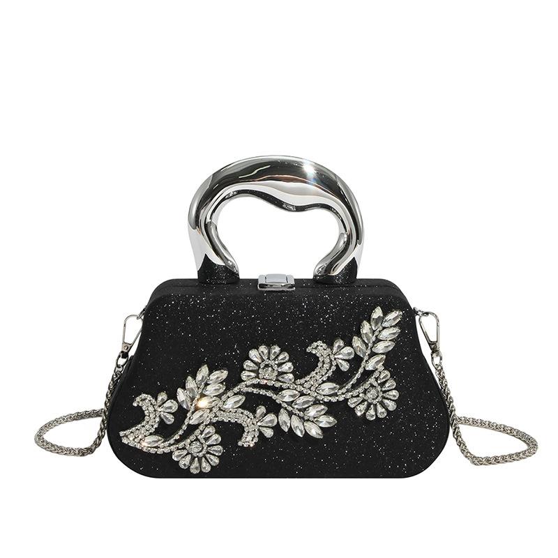

Boutique De FGG Women Gold Crystal Clutch Evening Handbags and Purses Bridal Wedding Satin Clutch Bags with Handle