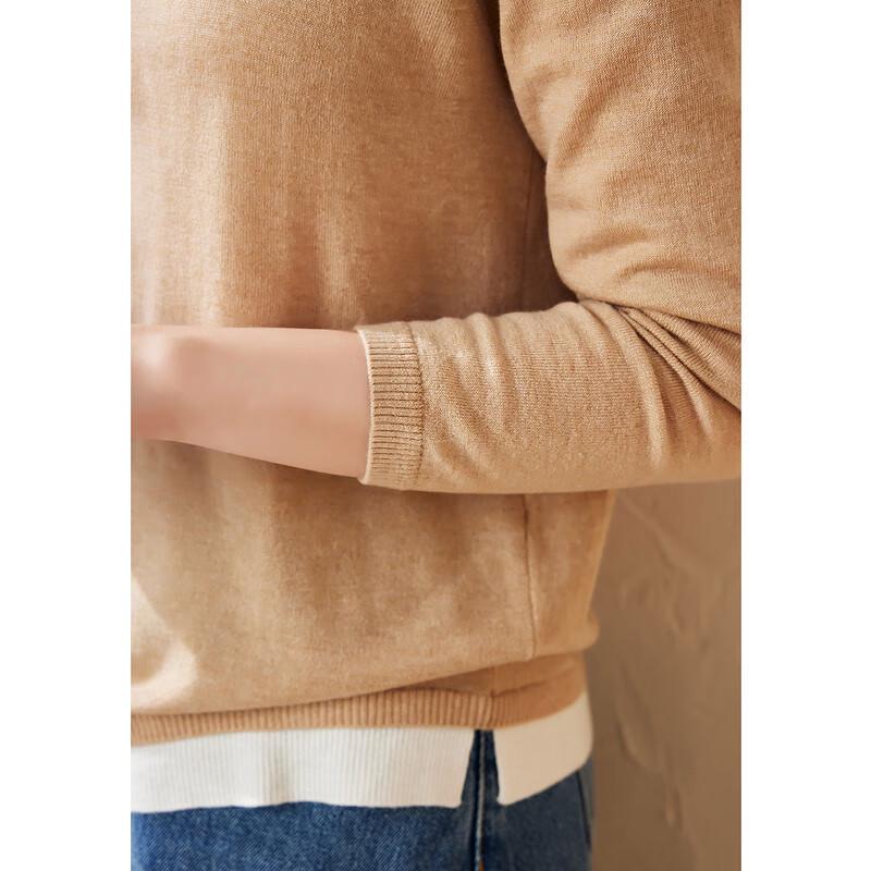 Pull en laine fine à effet superposé pour femme