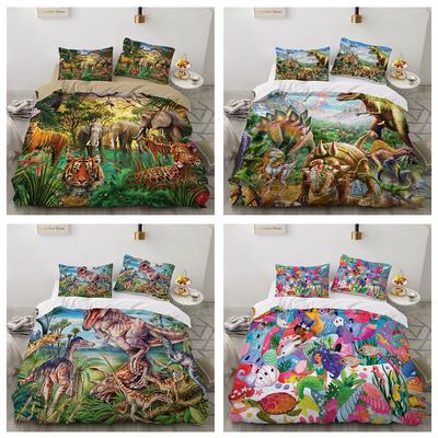 Ensemble de literie 3D Animaux Garçons Adolescents Housse de couette en duvet Taie d'oreiller Housse Taille Simple Double Complète Cadeau Enfant Textile de Maison de Luxe