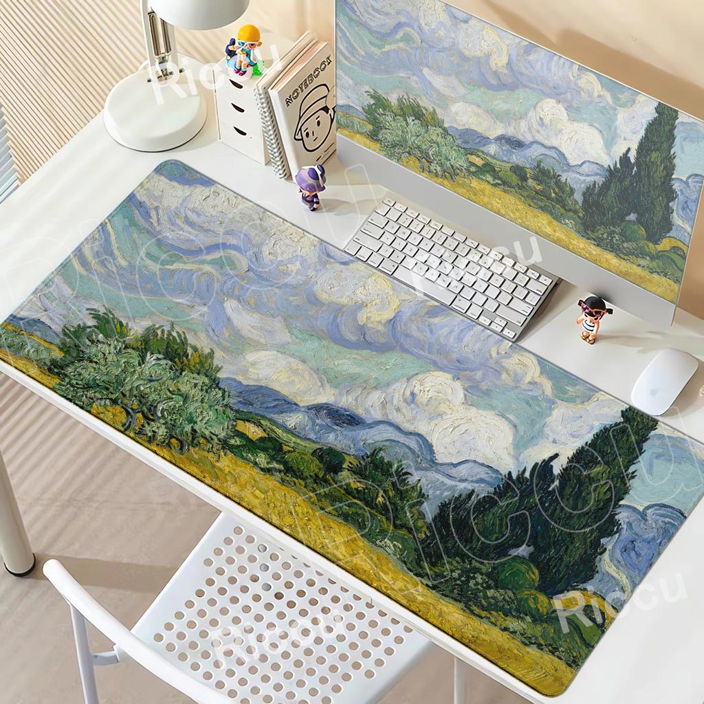 Van Gogh's Oil Painting Mouse Pad Starry Night Large Rubber XXL PC Desk Accessories Mousepad for Office&Gamer Keyboard Decor Mat