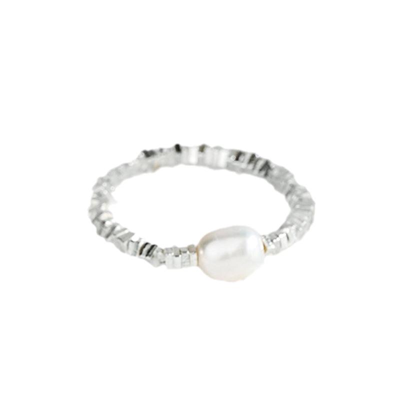 925 Sterling Silver Pearl & Irregular Cube Beaded Necklace Bracelet Set - French Xiaohongshu Style