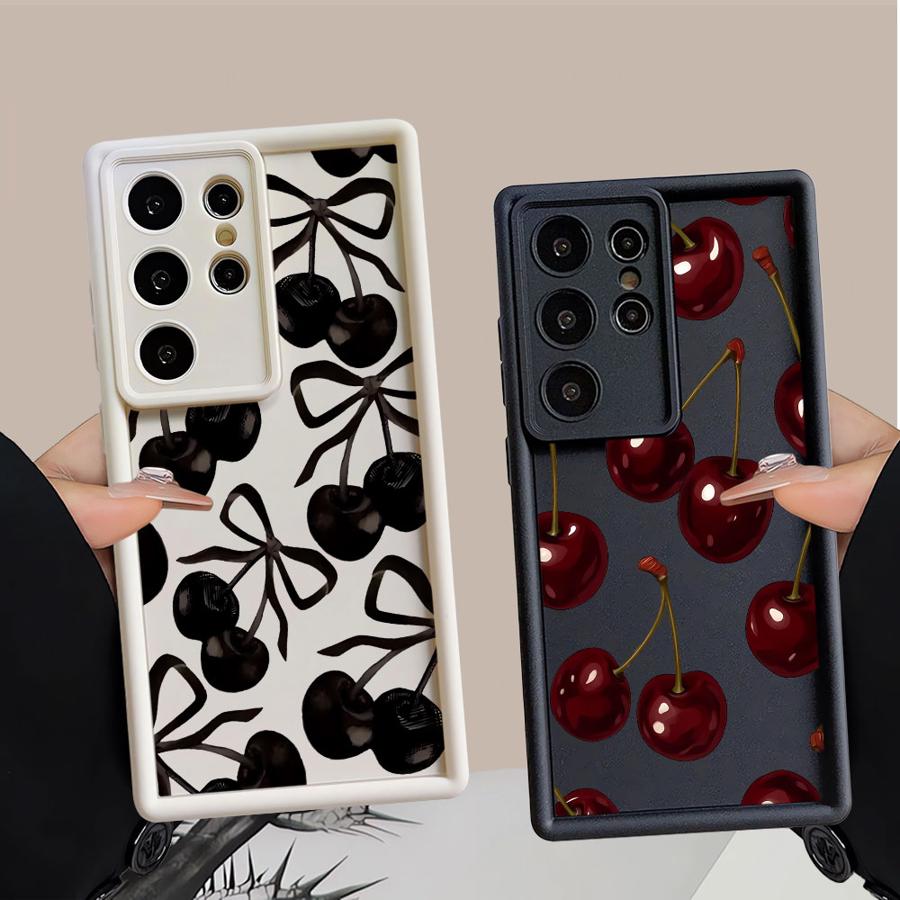 Stylish Cherry Pattern Case for Samsung Galaxy S21 S20FE S24 Plus S23 FE S25 Ultra S24Ultra S22 S25 Edge Phone Cover