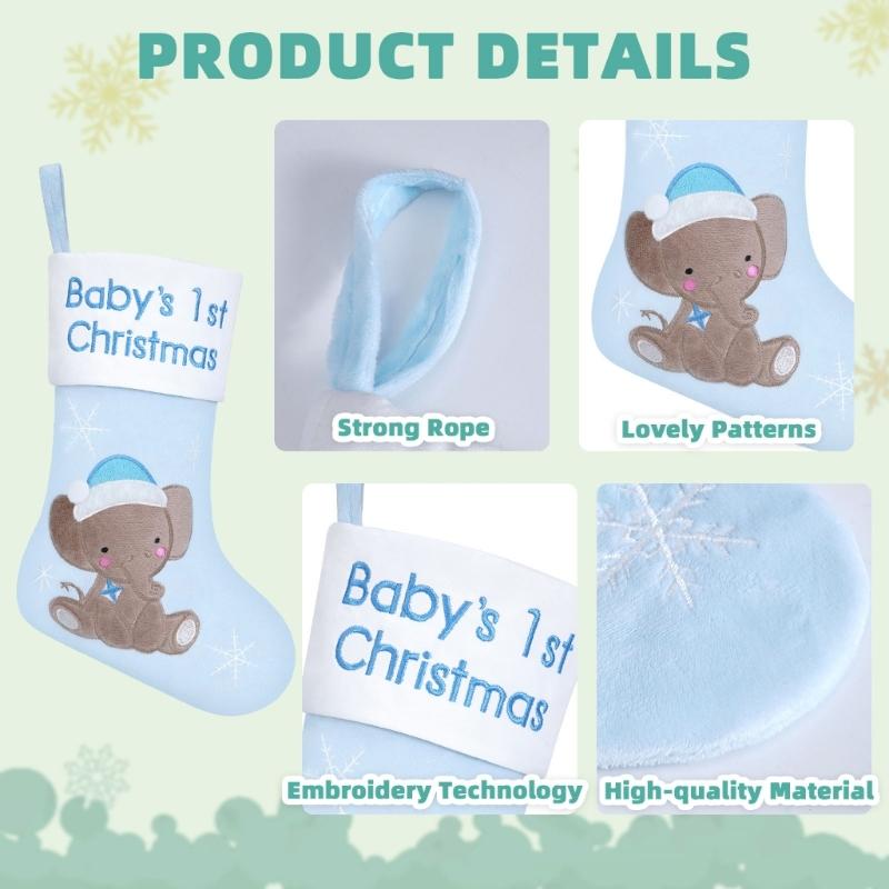 Christmas Tree Ornament Elephant Christmas Stockings Gift Bag Christmas Hanging Socks For Fireplaces Door Decoration