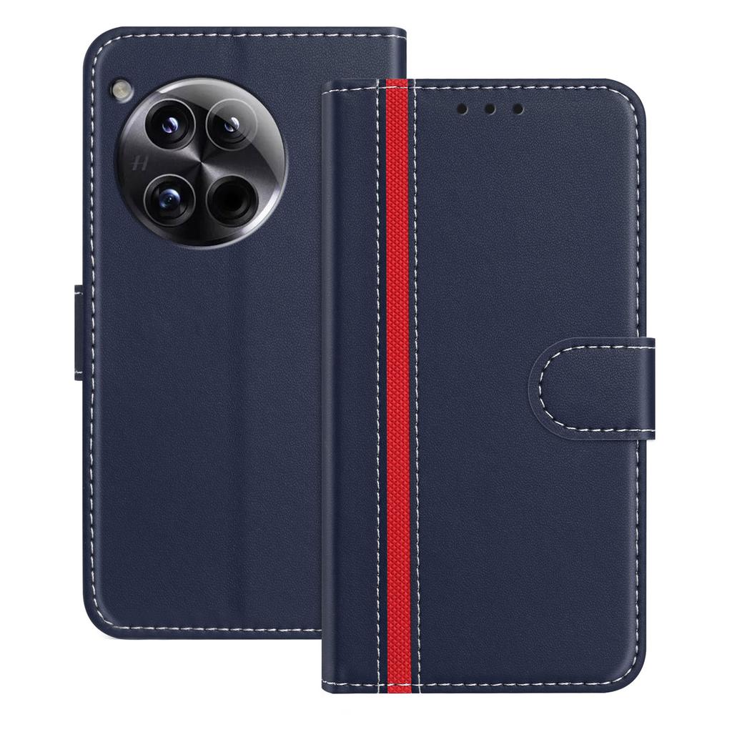 For OnePlus 12 5G Phone Cases Wallet Stand Color Splicing Leather Cover with Magnetic Clasp