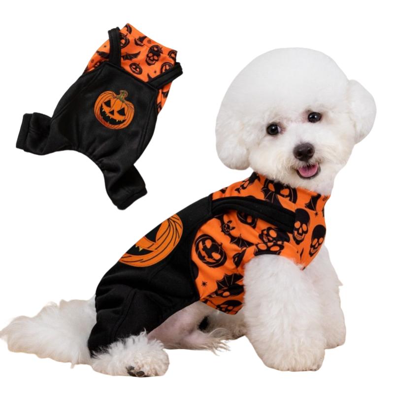 2026 Winter Dog Clothes Halloween Dog Costume Funny Pumpkin Pet Jumpsuit Cat Puppy Sweatshirt Chihuahua Bichon Four Legged Coat