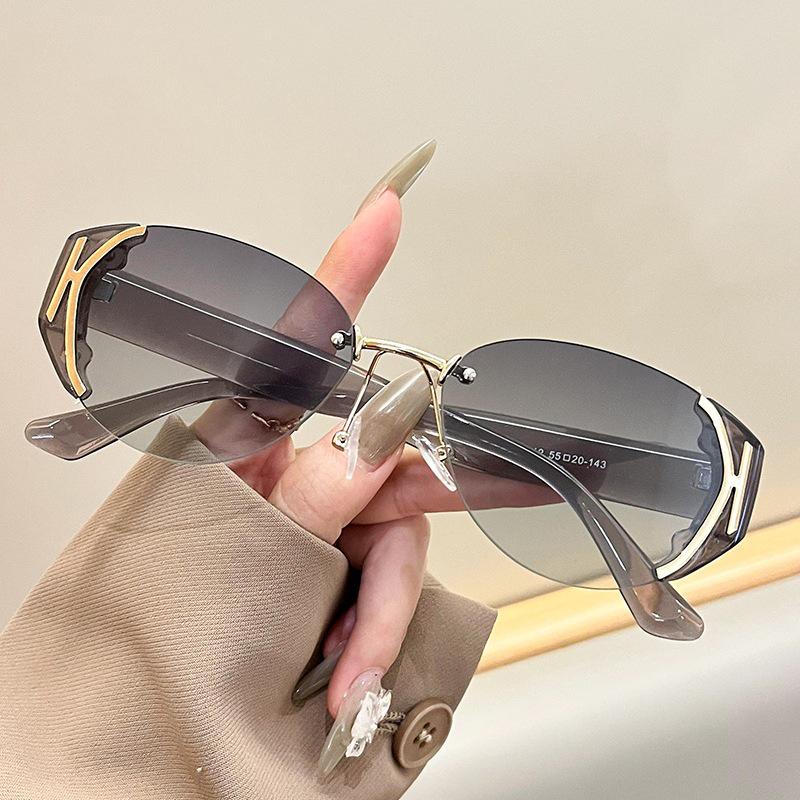 Cross-Border Luxury UV-Protection Cat-Eye Round Sunglasses