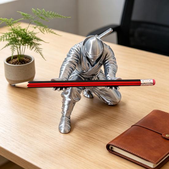 Portalápices Ninja Decoración de Escritorio Portalápices Ninja Arrodillado Soporte para Bolígrafos Impreso en 3D Genial Regalo para Adolescentes Niños Adultos Accesorio de Escritorio de Oficina