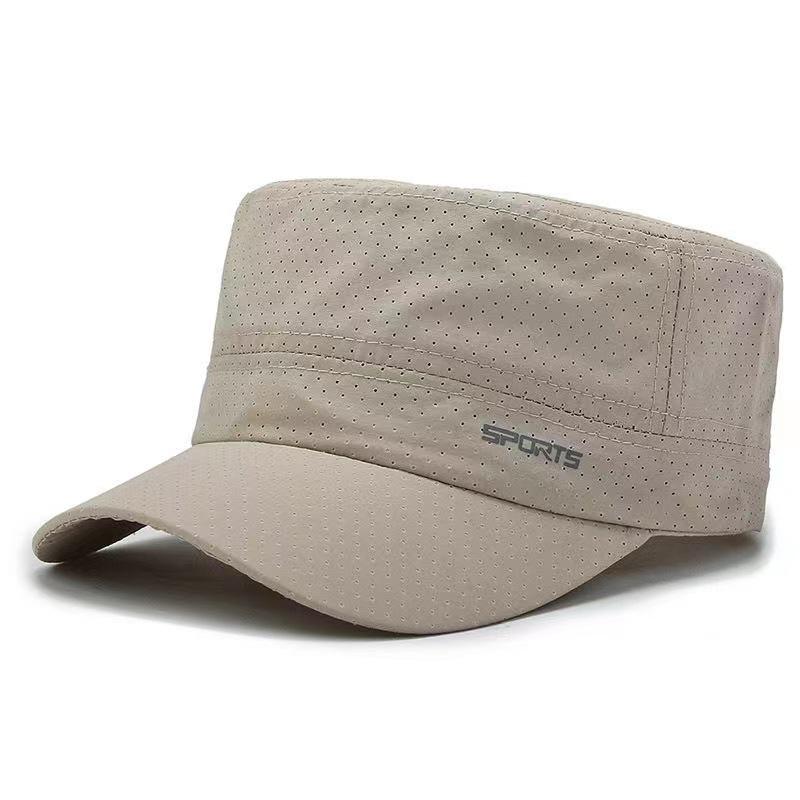 Quick-drying hat men's perforated mesh hat outdoor casual middle-aged flat-top hat breathable sun hat