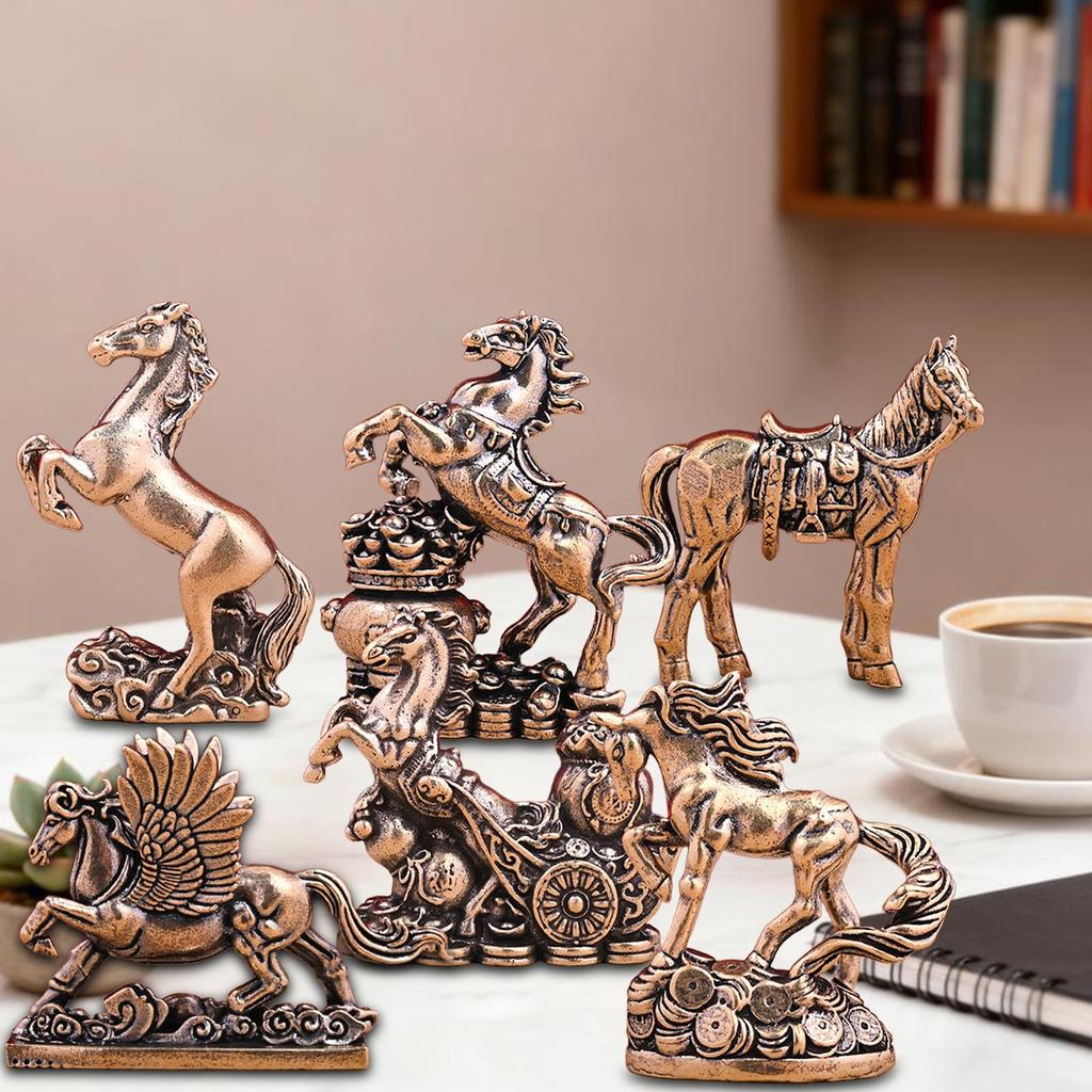 Horse Miniature Figurine Tabletop Ornament Art Crafts Vintage Feng Shui Decor for Table Desk Home Decoration Birthday Gift