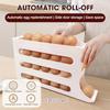 1pcs Refrigerator Egg Rack Rolling Design Automatic Rolling Stackable Egg Rack Can Hold 30 Eggs Keep Fresh Space Saving