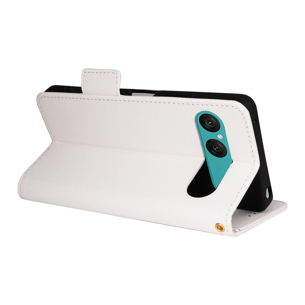 For Sony Xperia 10 VII Case Litchi Texture Wallet Leather Phone Cover with Wrist Strap