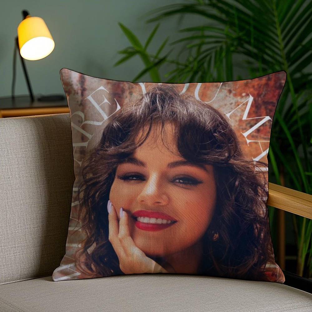 Hot Singer S-Selena G-Gomez Pillow Case Home Dorm Chair Back Short Plush Double-Sided Printing Office Nap Time Cushion Cover
