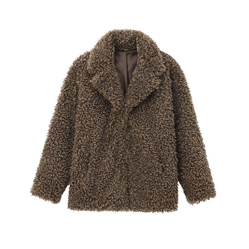 Zab Autumn New Women's Clothing Fashion Style French Style Design Artificial Fur Effect Short Coat Outwear