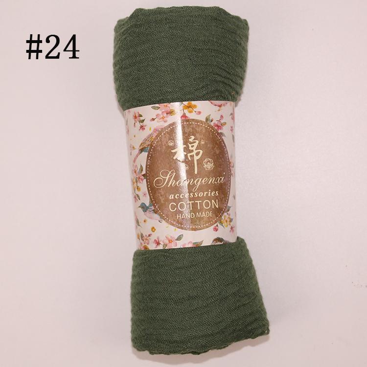 Muslim Women Solid Color Scarf Shawl Cotton Crinkle Hijab