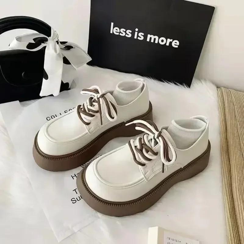 Fashion 2024 New Hot Sale Fashion Retro Daily Casual Mary Jane Shoe Comfortable Soft Bottom Lace Up Leather for Women Zapatillas Mujer