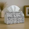 1pc, 2d Flat Printing, Tissue Box Musical Note Tissue Box Cover with Treble Clef& Music Sheet Design- Black& White Fabric Napkin Holder Suitable for H