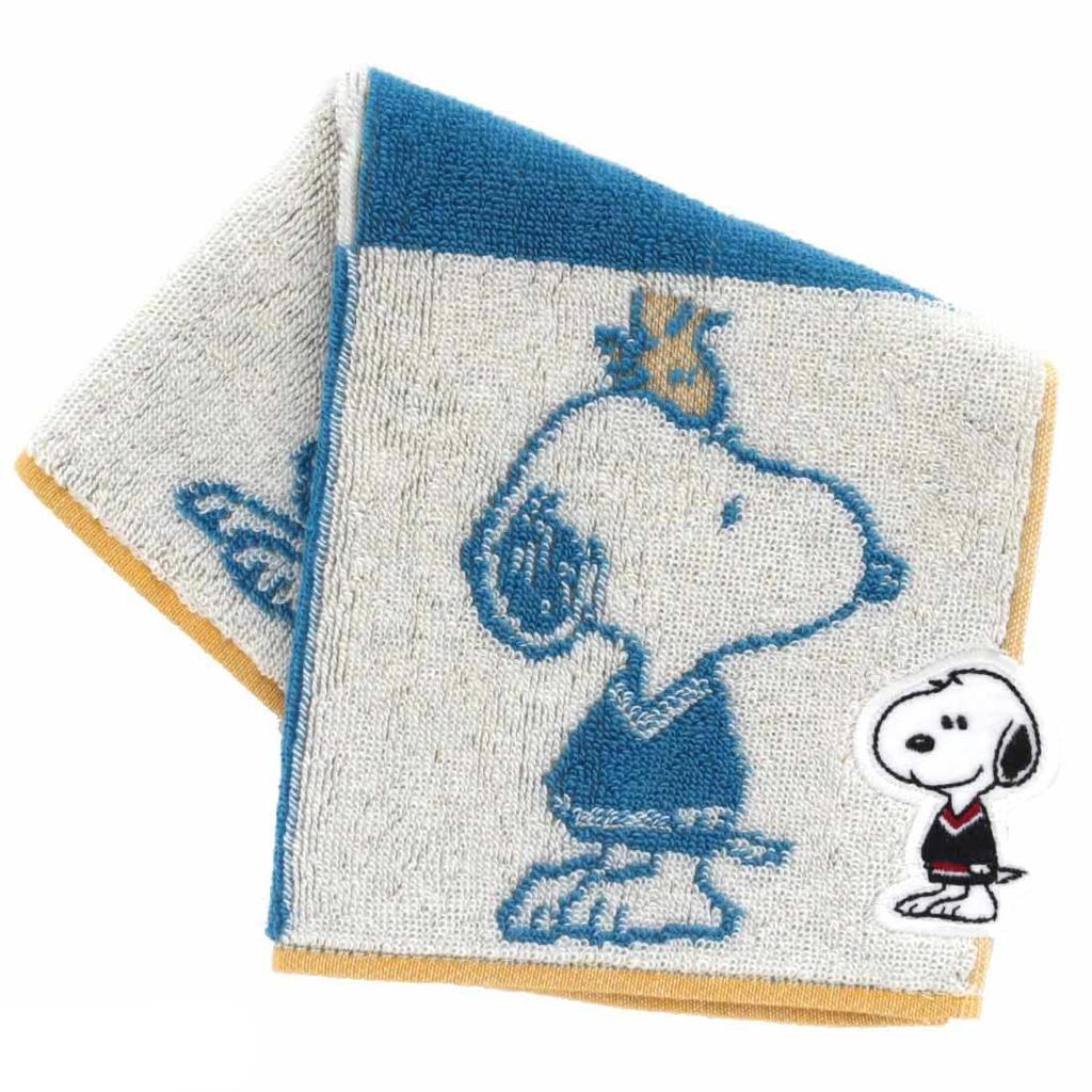 Brooks Brothers X Peanuts Towel Handkerchief with Snoopy Hand Appliqué (Blue) Men's Towel, Approx. 25cm, 001523-0002-01