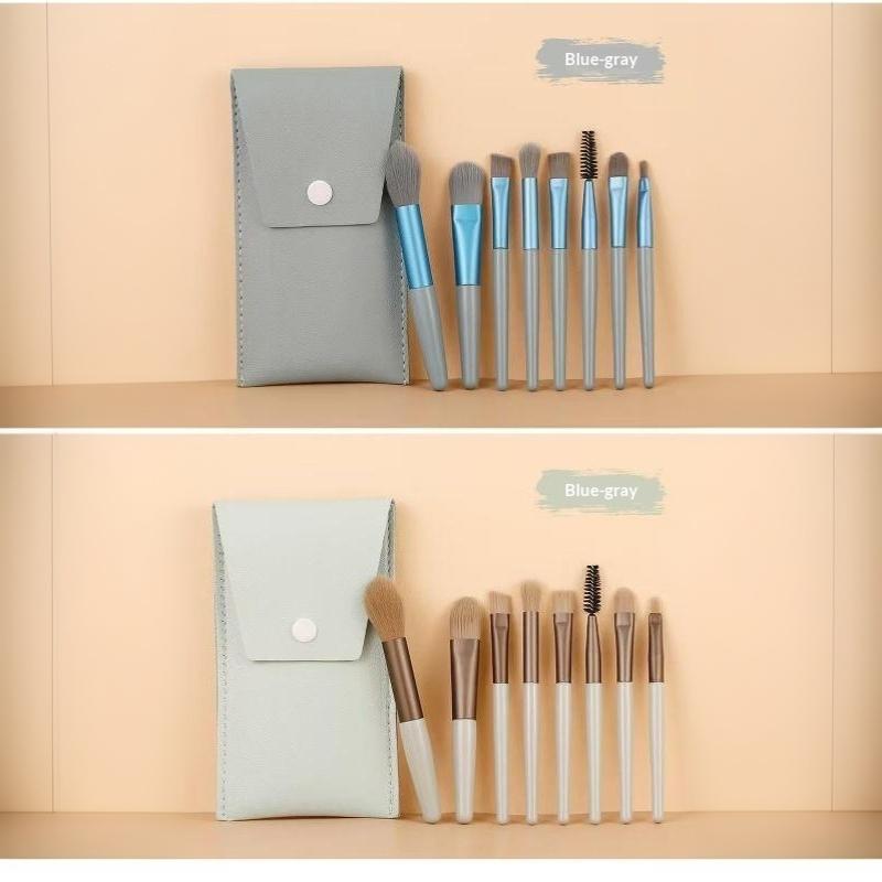 8 Pcs Premium Professional Makeup Brush Set Soft Synthetic Bristles Portable Pu Case For Daily Use Travel And Beauty Enthusiasts