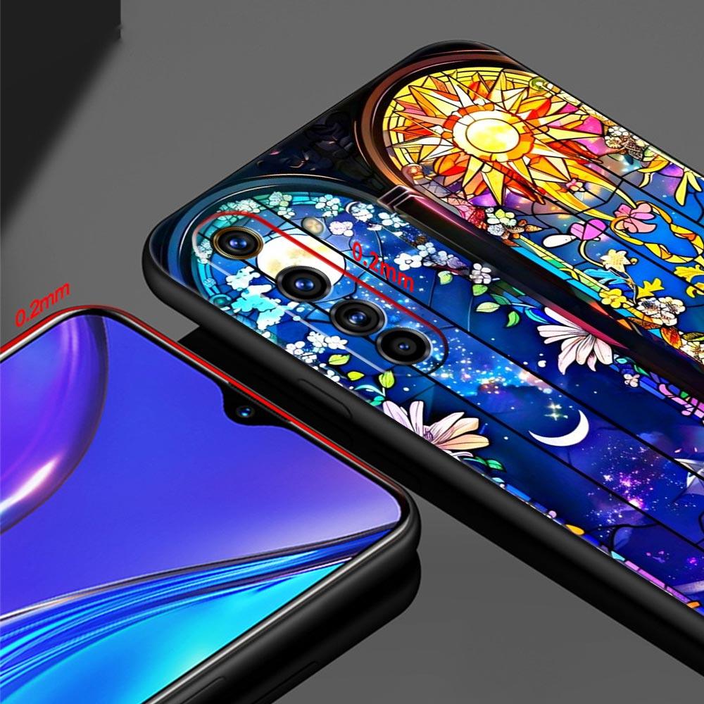 Beautiful Sun Moon Glass Case For Realme C67 C63 C55 C53 C35 C25 C21 GT 2 3 5 6 10 11 12 13 Pro Plus 5G Soft TPU Phone Cover Bag