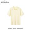 Northern Deer Cool Seagull Collar Men's Jacquard Knit T-Shirt, Summer Business Casual Short Sleeve